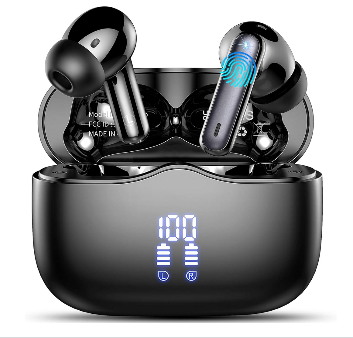 Wireless Earbuds, Bluetooth 5.4 Headphones in Ear with HiFi Stereo Deep Bass, 4 ENC Noise Cancelling Mic Wireless Earphones 40H Playtime, Bluetooth Earbuds Dual LED Display, IP7 Waterproof, USB-C